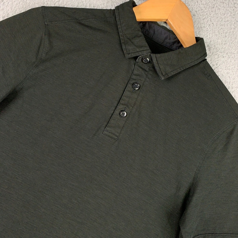 Lululemon Evolution Polo Shirt Men's Small S Dark Gray/Green Short Sleeve
